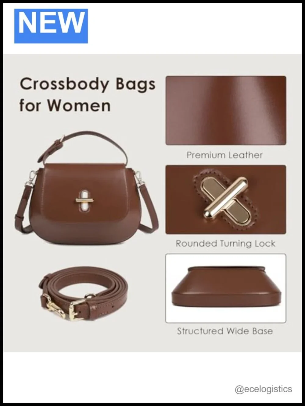 Genuine Leather Crossbody Satchel Bag Women Structured Handbag 2-in-1